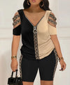 2025 Fashion Sexy Out T Shirt And Shorts 2 Piece Sets Women Outfit Summer Casual Loose Print T Shirts Two Piece Set For Women
