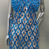Blue Sequins Shining Diamonds Long Tassel Sleeveless Mini Dress 2 Pieces High Quality Birthday Party Outfit Performances Costume