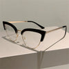 2023 New Vintage Cat Eye Glasses Frame New Stylish Semi Metal Rim Women Eyewear Trendy Brand Design Non-prescription Eyeglasses