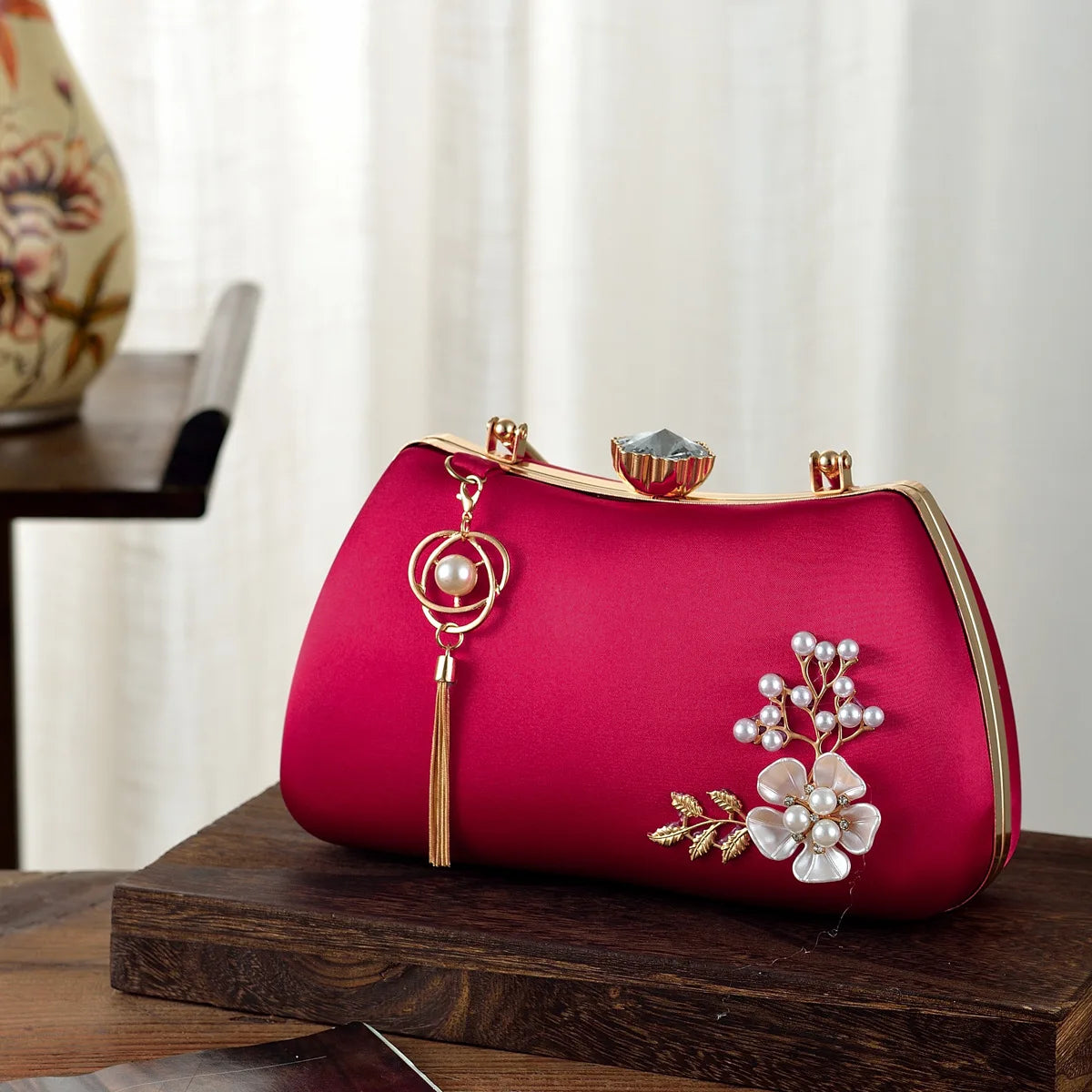 2025 Neue Damen Handgemachte Blumen Clutch Handtaschen Hochzeit Abend Geldbörsen Party Dinner Handtasche Für Damen 4 Farben