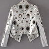 Lautaro Runway Cut Out Short Faux Leather Jacket Golden Rivet Cool Stylish Designer Clothes Women European American Fashion 2022