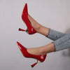 Schuhe Damen 2024 Trend Neue Sommer Rote Absätze Elegante Damen Schwarze Pumps mit Absatz Spitz zulaufende Pumps Kleid Leder Weiße Damenschuhe