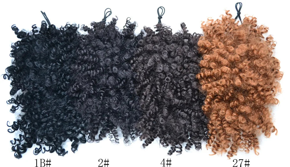 Synthetic Afro Puff Drawstring Ponytail Hair Bun 10 Inch Short Afro Kinkys Curly Afro Bun Extension Hairpieces Large Size