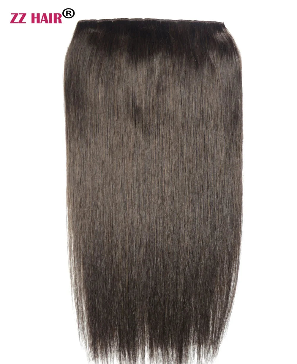 ZZHAIR 100% Brazilian Human Remy Hair Extensions 16"-26" 1Pcs Set 100g-200g One Piece 5 Clips In Natural Straight