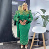 Fashion suit African Dresses For woman rhinestone turkey dresses for women luxury High quality mesh fabric African Beaded Dress