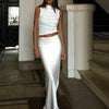 Wolfeel Freizeit Satin Damenrock Frühling Sommer Mode Locker Hoher Bund Maxi Röcke Elegant Einfacher Satin-Fischschwanzrock