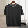 Men's T-shirt 2024 Summer New Knitted Tank Top Fashion Color Block Round Neck Pullover Sweater 100% Pure Wool Short sleeved