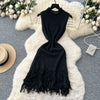 YuooMuoo Chic Fashion Sexy Package Hips Knitted Mini Dress 2026 New Summer Sleeveless Tassels Bodycon Party Dress Beach Vestidos