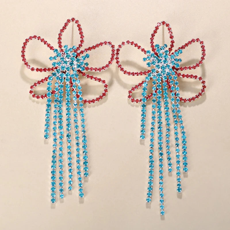 Stonefans Aesthetic Letter Earrings Designer Luxury for Women 2021 Fahsion Jewelry Rhinestone Designer Piercing Heart Earrings
