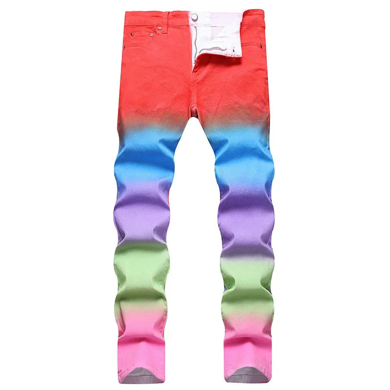 2023 New  Casual Mens Cotton Jeans Elastic Slim Skinny White Camouflage Printing Jeans Male Thin Denim Pants Vaqueros Hombre