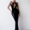 Women Summer Luxury Sexy Backless Halter Black Mesh Sequins Maxi Long Gowns Dress Elegant Celebrity Evening Party Club Dress