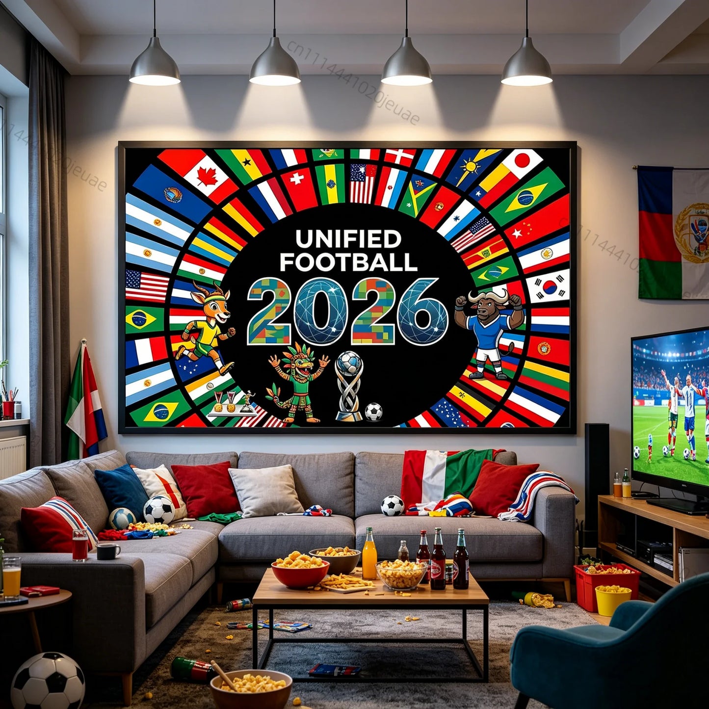 Unique Wall Tapestries Soccer Cup 2026 Flags Tapestry World Football Event Background Cloth Decor Sport Fans Party Banners Decor