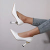 Schuhe Damen 2024 Trend Neue Sommer Rote Absätze Elegante Damen Schwarze Pumps mit Absatz Spitz zulaufende Pumps Kleid Leder Weiße Damenschuhe