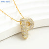 SUNSLL Cubic Zircon A-Z 26 Bubble Letter Necklace 2 Sizes Gold Plated M Chunky Balloon Initials Pendant Women Chain Jewelry 2024