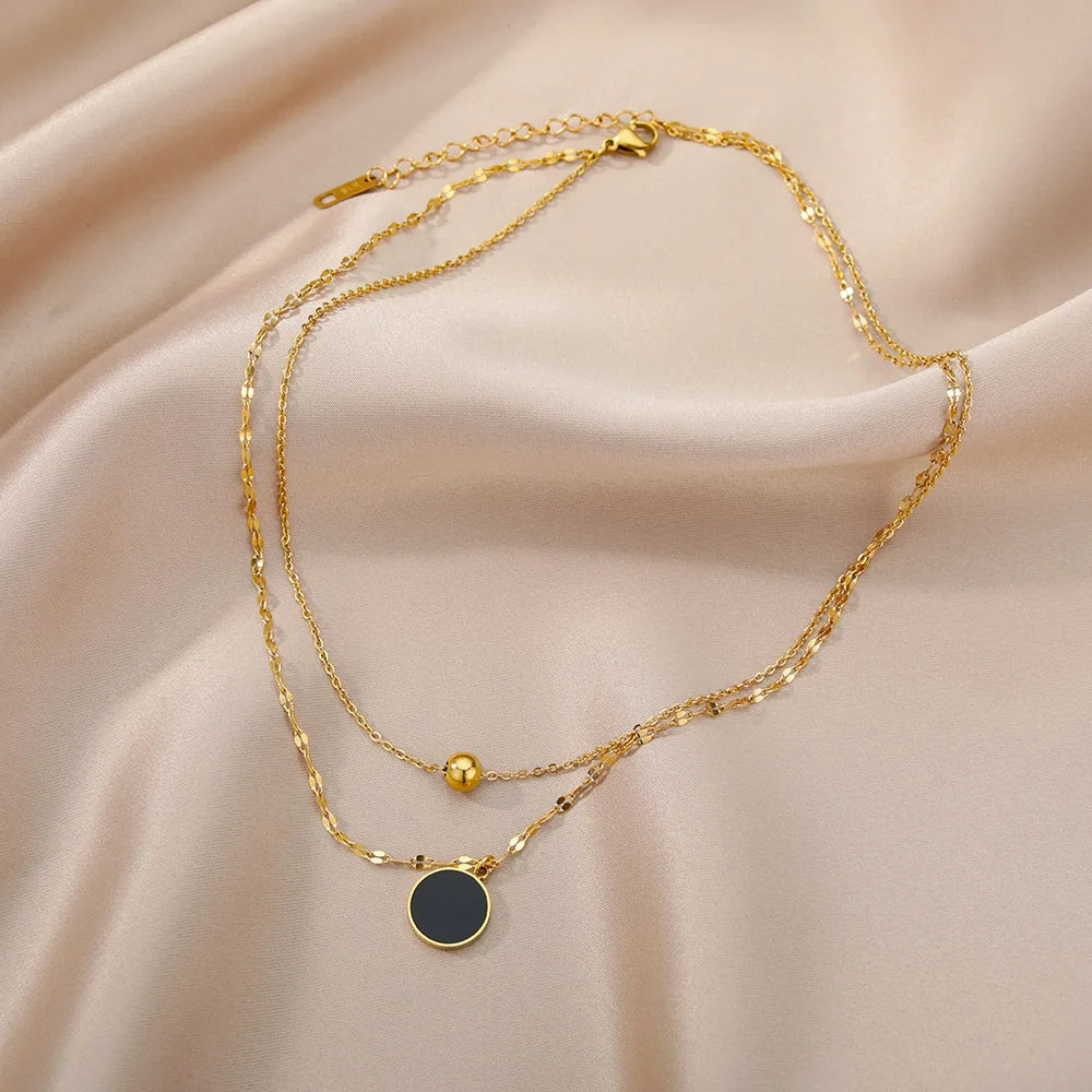 Double Layer Hollow Clavicle Chain Stainless Steel Necklace For Women Punk Hip-Hop Streetwear Jewelry Dropshipping