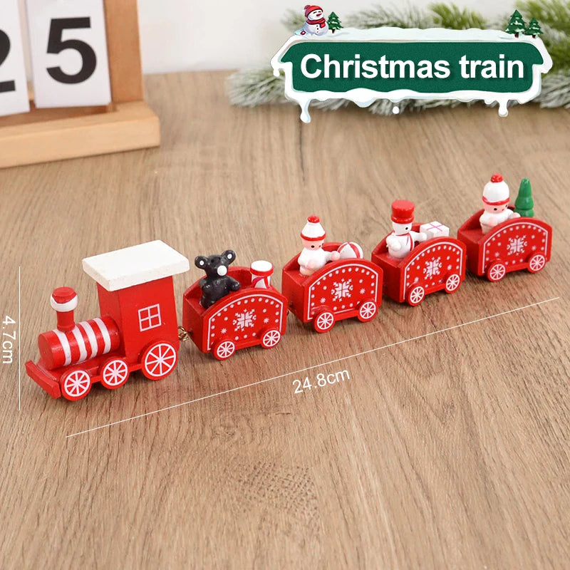 Weihnachten Holzeisenbahn Frohe Weihnachten Dekorationen für Zuhause 2024 Weihnachtsbaumschmuck Navidad Noel Kindergeschenk Frohes Neues Jahr 2025