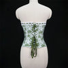 Sexy Women Pink Overbust Corset Crop Top Sweet Lace Patchwork Slim Fit Strapless Bustier Chic Party Summer Clothes Streetwear