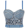 Irene Tinnie Sexy Cute Loch Cartoon Dekoration Push Up Bustier Damen Jeans Bralette Cropped Top Weste Große Größe