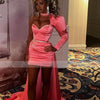 Mini Cocktail Dress with Detachable Train Crystals Sweetheart Pink Cocktail Gowns 2024 Satin One Shoulder Column Party Dresses