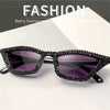 KLASSNUM Luxuriöse Cat-Eye-Sonnenbrille für Damen und Herren, modische Diamant-Dreieck-Marken-Designer-Glitzer-Sonnenbrille UV400 Shades Brille