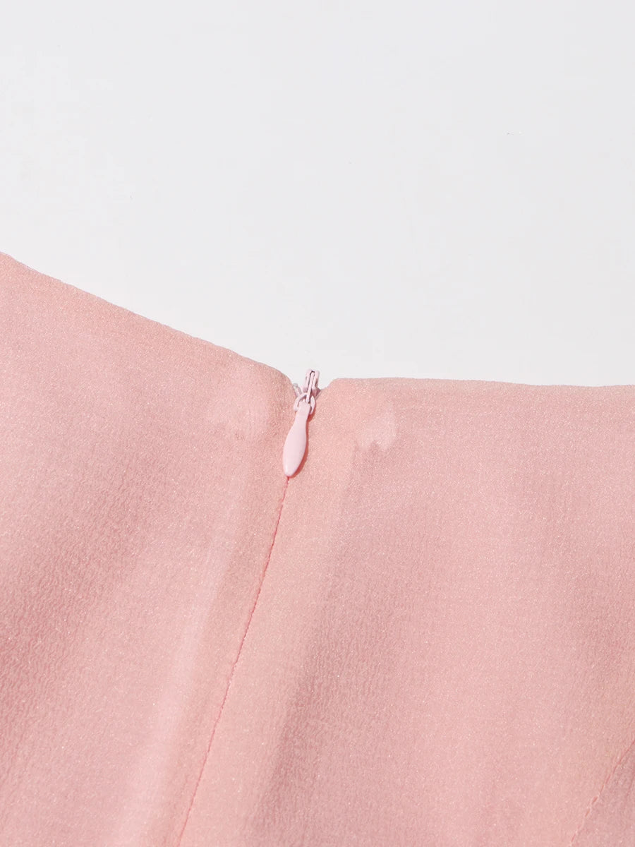 TWOTWINSTYLE Damenkleid Unregelmäßig Gefaltet Patchwork Mode Lang Laternenärmel Tailliertes Minikleid 2024 Neue Kleidung