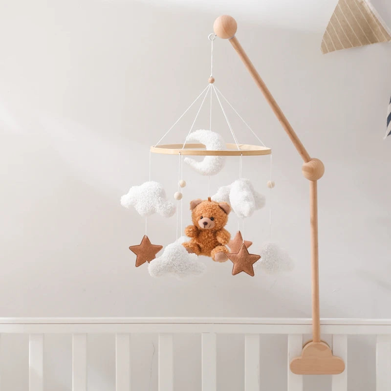 Baby-Kinderbett-Mobile-Rassel-Spielzeug 0-12 Monate Säugling Weicher Filz Teddy Samt Rosa Bär Bettglocke Hängendes Spielzeug Halterung Babybett Mädchen Spielzeug