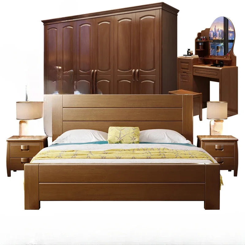 Europäisches Luxus-Schlafzimmer-Set, weich, modern, High-End-Aufbewahrung, Queen-Size-Schlafzimmer-Set, Holz, cool, Apartment, Möbel für Schlafzimmer