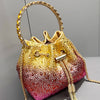 Handhabung Strasssteine Abend-Clutch-Tasche Geldbörsen und Handtasche Luxus Designer Umhängetasche Glänzende Kristall-Clutch-Geldbörse Eimer-Tasche