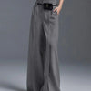 Yeezzi Urban Female Suit Pants 2025 New Fashion Black White Color Loose Straight Pant High-Waisted Pleated Split-Front Trousers