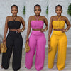 Pant Set Women Two Piece Sets Sexy Sleeveless Tops Drawstring Wide Leg Long Pants High Waist Y2k Streetwear Elegant Splice