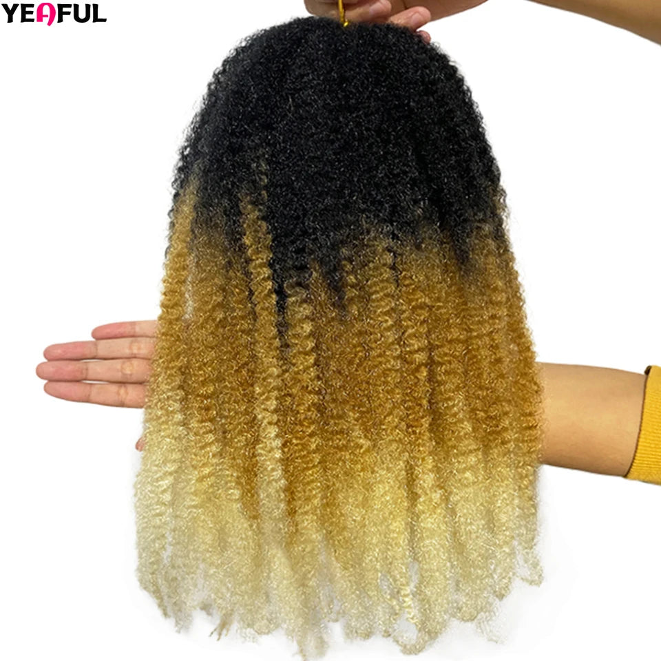 Yeaful 18 Inch Synthetic Marley Twist Braiding Hair Red Black Brown Ginger Bug Blonde #4 Pre Looped Marley Twists Crochet Hair