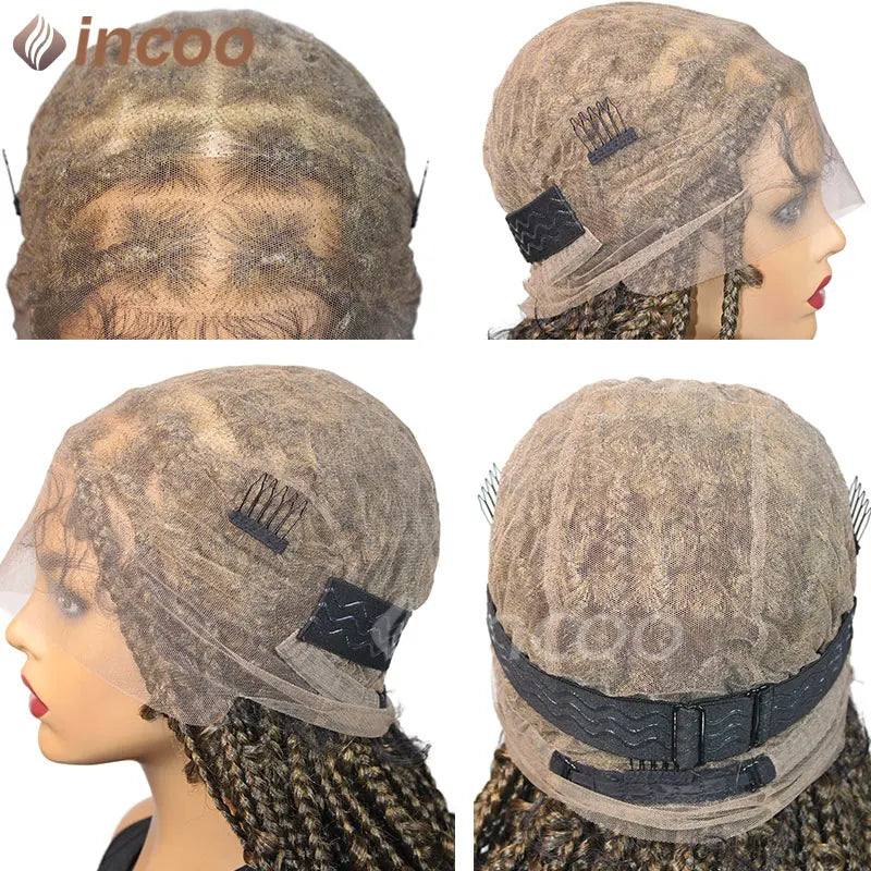 36 Zoll Synthetische Spitze Geflochtene Perücken Schmetterlingszöpfe Spitzenperücke für schwarze Frauen Zopfperücken im Ausverkauf Box Braids Spitzenperücke