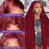40 Inch Red Colored 13x6 Hd Lace Frontal Human Hair Wigs Pre Plucked 99J Burgundy Water Deep Wave Curly 30 36 40 Inch 13x4 Lace Front Wig For Women