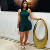 Women's Sleeveless Side Striped Stretch Pleated Mini Dress for 2025 Summer Sexy Casual Short Dresses Sports Streetwear Clothing