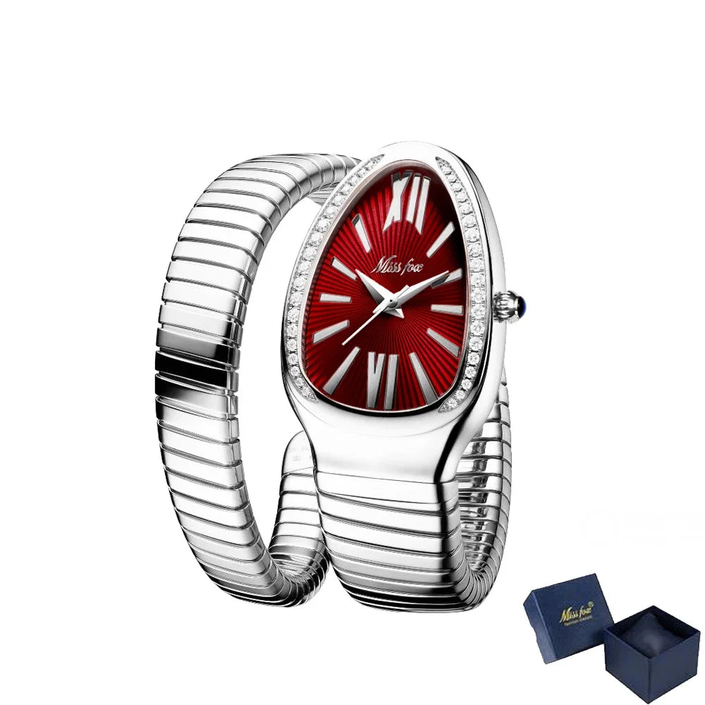 Classic Snake Shape Watch For Women Gold Silver Scaleable Bracelet Womens Watches Bling Diamonds Quartz Ladies Wristwatch