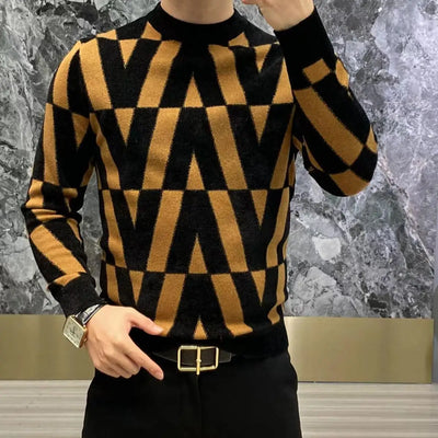 Neues langärmliges Rundhals-Basis-Shirt für Herren – cooler und trendiger Hoodie mit aufgedruckten Mustern für Wärme
