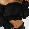 Candy Color Off Shoulder Crop Tops women Summer dot print lantern sleeve shirts Lady Sexy Slash neck beach blouse