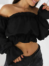Candy Color Off Shoulder Crop Tops women Summer dot print lantern sleeve shirts Lady Sexy Slash neck beach blouse