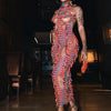 Weird Puss Sexy Hollow Dress Damen Strick Buntes Quasten Backless Y2k Sommer Trend Stretch Ärmellos Elastisch Bodycon Clubwear