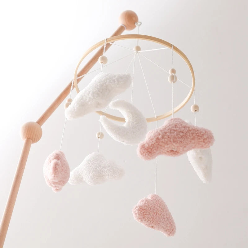 Baby-Kinderbett-Mobile-Rassel-Spielzeug 0-12 Monate Säugling Weicher Filz Teddy Samt Rosa Bär Bettglocke Hängendes Spielzeug Halterung Babybett Mädchen Spielzeug