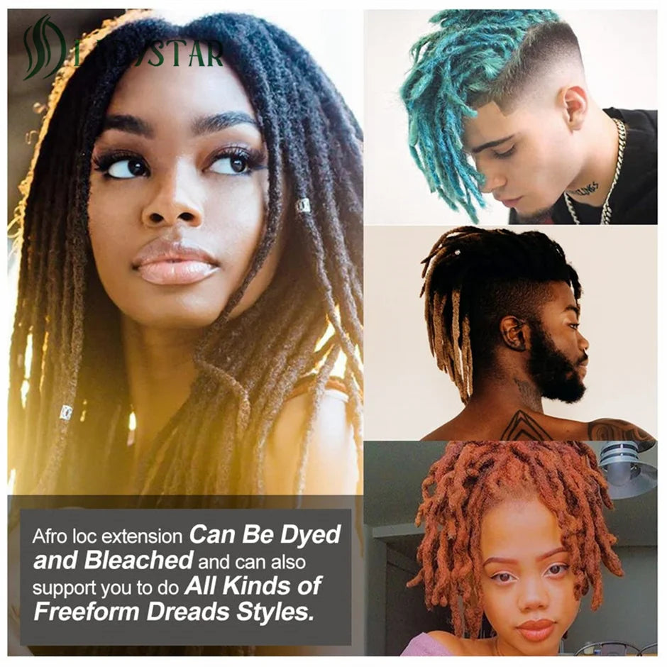 Dreadlock Extensions Human Hair For Men/Women Crochet Braids 100% Human Hair Handmade Loc Extension 0.6 cm Dreadlocks