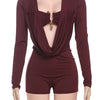 Insglas Frühling Trend Schwingkragen Sexy Damen Jumpsuit + Metallschnalle BH Hipster Midnight Party Neues Workout Fit Coquette Playsuits