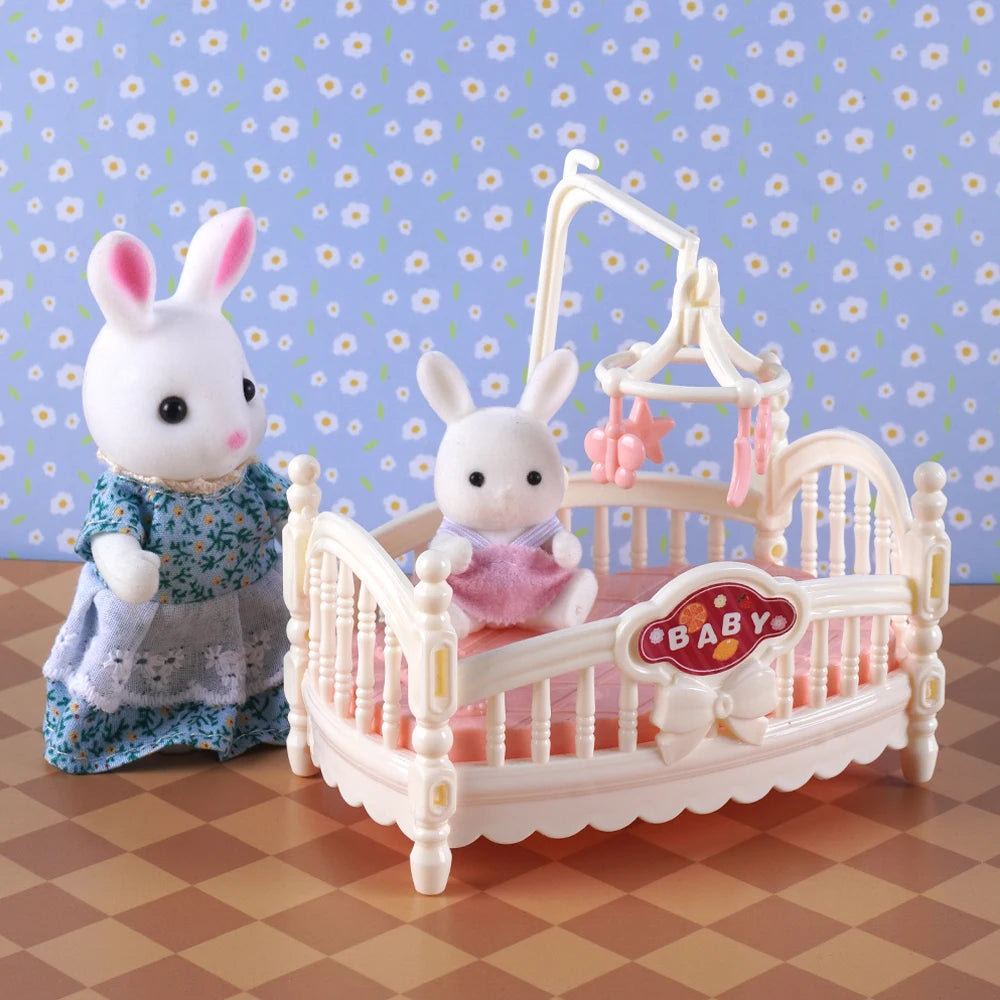 1:12 Puppenhaus Eiswagen Babybett Simulation Miniatur Szene Display Dessertauto Etagenbett Badezimmer Küche Spielzeug für Mädchen