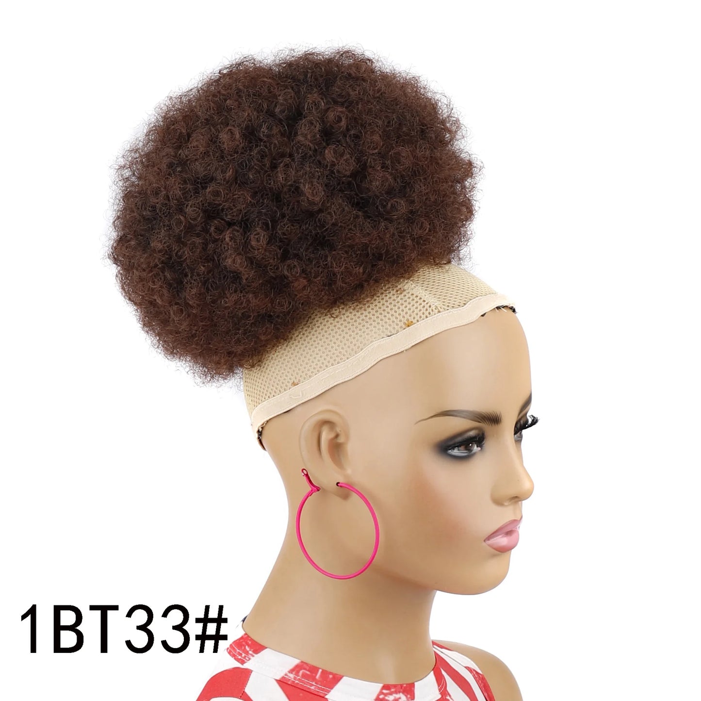 Synthetic Afro Puff Drawstring Ponytail Hair Bun 10 Inch Short Afro Kinkys Curly Afro Bun Extension Hairpieces Large Size