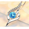 ZDADAN 925 Silver Blue Crystal Necklace Chain For Women Wedding Jewelry