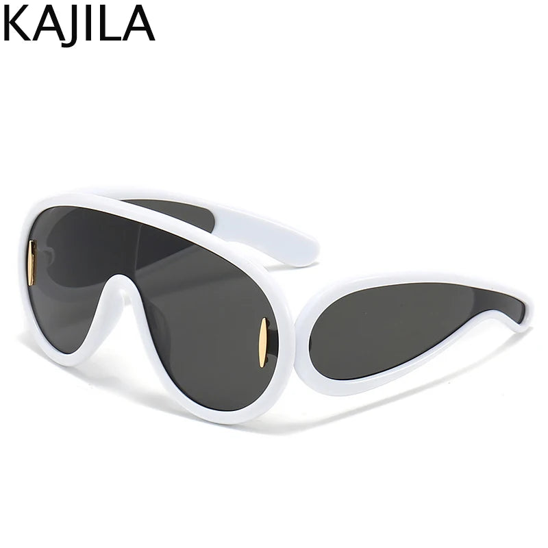 Oversized Wellen-Masken-Sonnenbrille Einteilige Damen-Sport-Y2K-Punk-Sonnenbrille für Damen 2024 Luxusmarke Steampunk-Brillen-Goggle