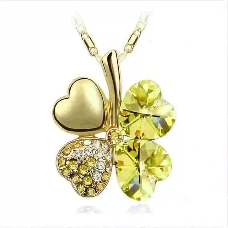 TRPOPSYN Crystal 4 Four Leaf Leaves Clover Pendant Necklaces Lover Birthday Gift Quality Fashion Jewelry Dropshipping Charm Girl