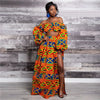 Afrikanische Kleider für Damen, Herbst, 2-teiliges Set, Damen, lange Ärmel, schulterfrei, mit Feder-Dashiki-Print, geteilte Röcke, afrikanische Kleidung