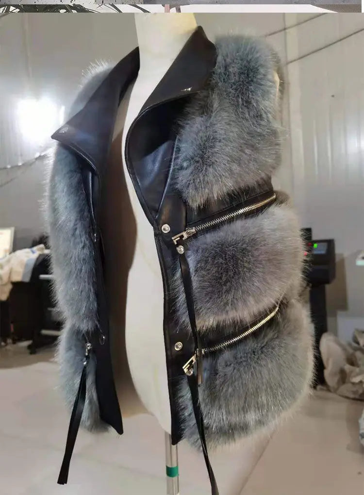 Fur Coat Women's Vest Short Clothing Autumn Winter Patchwork Slim Fashion Versatile