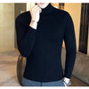 Mens Turtleneck Sweaters Winter Warm Knit Pullover Korean Cotton Solid Color Casual Slim Sweater Male Clothing Bottoming Shirt